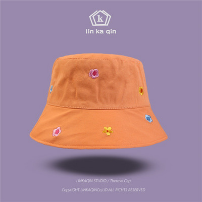 Căciulă de protecție solară Four Seasons All Match Căciulă de găleată din bumbac cu broderie de flori Căciulă de pescar Călărie de călătorie în aer liber pentru bărbați și femei