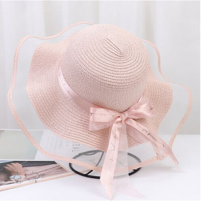 Moda Vară Pălărie de paie Femei Plajă Pălării de soare Călătorie de agrement În aer liber Accesorii de vacanță Protecție UV Pălărie cu boruri mari