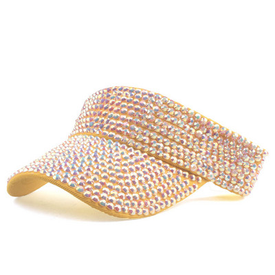 Šeširi Ženski ljetni šešir s umetnutim dijamantima Prazan cilindar Šešir sa suncobranom Mrežasta crvena modna krema za sunčanje Toples kapa Ins Tide Šešir za sunčanje