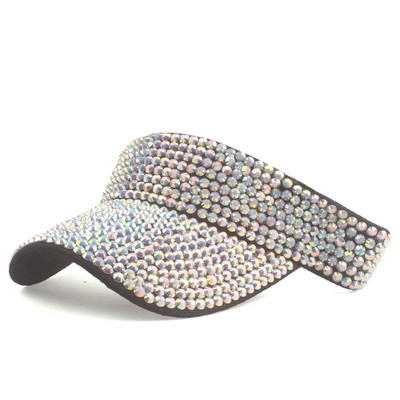 Šeširi Ženski ljetni šešir s umetnutim dijamantima Prazan cilindar Šešir sa suncobranom Mrežasta crvena modna krema za sunčanje Toples kapa Ins Tide Šešir za sunčanje