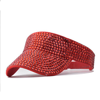 Šeširi Ženski ljetni šešir s umetnutim dijamantima Prazan cilindar Šešir sa suncobranom Mrežasta crvena modna krema za sunčanje Toples kapa Ins Tide Šešir za sunčanje