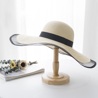 2021 la modă plasă splice vizor ocazional pălărie de paie maree culoare solidă vacanță în aer liber pălărie de plajă pălărie de vară