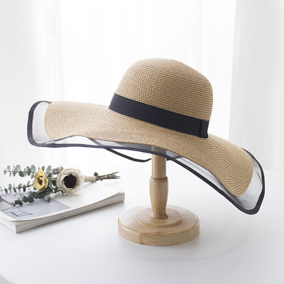 2021 la modă plasă splice vizor ocazional pălărie de paie maree culoare solidă vacanță în aer liber pălărie de plajă pălărie de vară