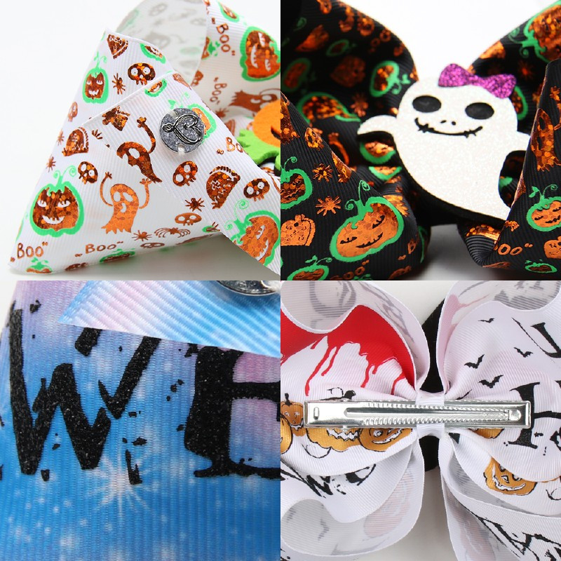 CN 7 " Jojo mašne za djevojčice/Jojo Siwa velike mašne za djevojčice za Noć vještica sa kopčama, ručno rađeni dodaci za kosu