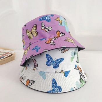 COKK Bucket καπέλο Γυναικείο καπέλο Butterfly Print Ανοιξιάτικα καλοκαιρινά καπέλα για γυναίκες άντρες Unisex καπέλο Bob διπλής όψης Hip Hop Kpop Casual Caps Νέο