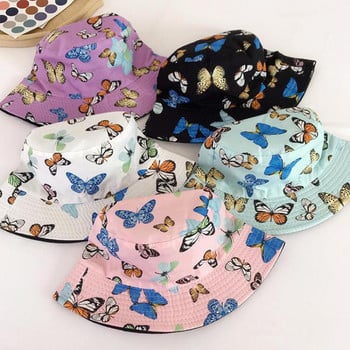 COKK Bucket καπέλο Γυναικείο καπέλο Butterfly Print Ανοιξιάτικα καλοκαιρινά καπέλα για γυναίκες άντρες Unisex καπέλο Bob διπλής όψης Hip Hop Kpop Casual Caps Νέο