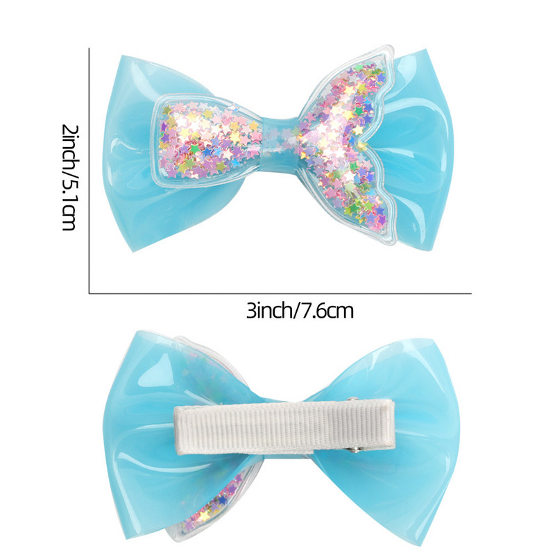 ncmama 3 inch funde cu coadă de pește cu jeleu Funde de păr impermeabile de vară Arce drăguțe de păr pentru fete Mini fundă de culoare solidă pentru copii