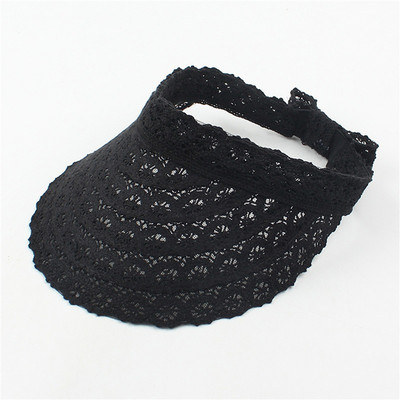 Șapcă de soare goală pentru femei de vară Pălărie de soare de plajă din dantelă Pălărie de soare tricotată Șapci portabile cu boruri largi cu protecție UV