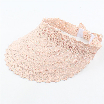 Șapcă de soare goală pentru femei de vară Pălărie de soare de plajă din dantelă Pălărie de soare tricotată Șapci portabile cu boruri largi cu protecție UV