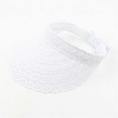 Șapcă de soare goală pentru femei de vară Pălărie de soare de plajă din dantelă Pălărie de soare tricotată Șapci portabile cu boruri largi cu protecție UV