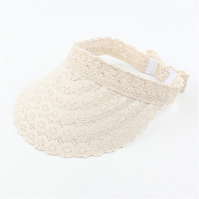 Șapcă de soare goală pentru femei de vară Pălărie de soare de plajă din dantelă Pălărie de soare tricotată Șapci portabile cu boruri largi cu protecție UV