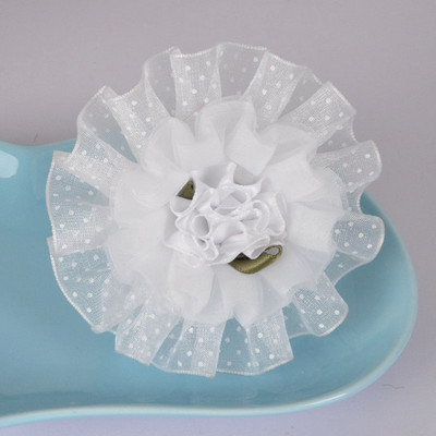 2gab 2016 Newly Arrival imitācija pērļu tills šifons mākslīgie ziedi Elegant Magic white flower Matu kraukšķīgi Aksesuāri