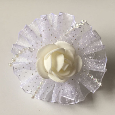 2gab 2016 Newly Arrival imitācija pērļu tills šifons mākslīgie ziedi Elegant Magic white flower Matu kraukšķīgi Aksesuāri