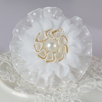 2gab 2016 Newly Arrival imitācija pērļu tills šifons mākslīgie ziedi Elegant Magic white flower Matu kraukšķīgi Aksesuāri