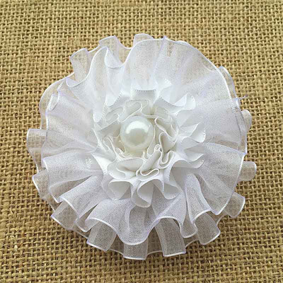 2gab 2016 Newly Arrival imitācija pērļu tills šifons mākslīgie ziedi Elegant Magic white flower Matu kraukšķīgi Aksesuāri