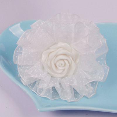 2gab 2016 Newly Arrival imitācija pērļu tills šifons mākslīgie ziedi Elegant Magic white flower Matu kraukšķīgi Aksesuāri