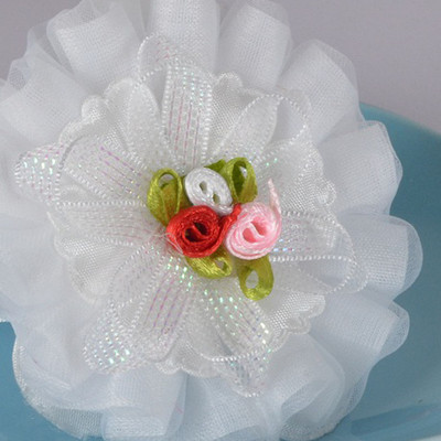 2gab 2016 Newly Arrival imitācija pērļu tills šifons mākslīgie ziedi Elegant Magic white flower Matu kraukšķīgi Aksesuāri