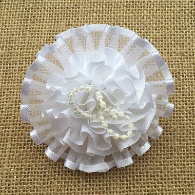 2gab 2016 Newly Arrival imitācija pērļu tills šifons mākslīgie ziedi Elegant Magic white flower Matu kraukšķīgi Aksesuāri