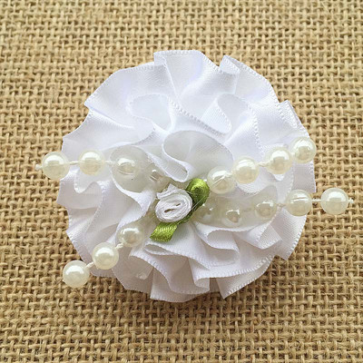 2gab 2016 Newly Arrival imitācija pērļu tills šifons mākslīgie ziedi Elegant Magic white flower Matu kraukšķīgi Aksesuāri