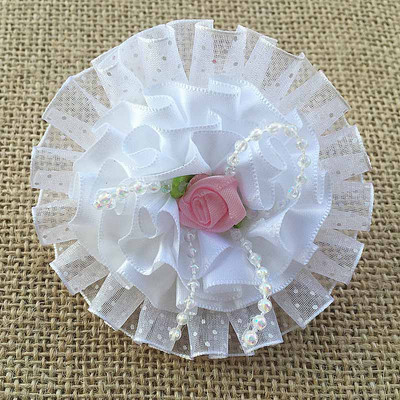 2gab 2016 Newly Arrival imitācija pērļu tills šifons mākslīgie ziedi Elegant Magic white flower Matu kraukšķīgi Aksesuāri