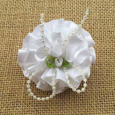 2gab 2016 Newly Arrival imitācija pērļu tills šifons mākslīgie ziedi Elegant Magic white flower Matu kraukšķīgi Aksesuāri