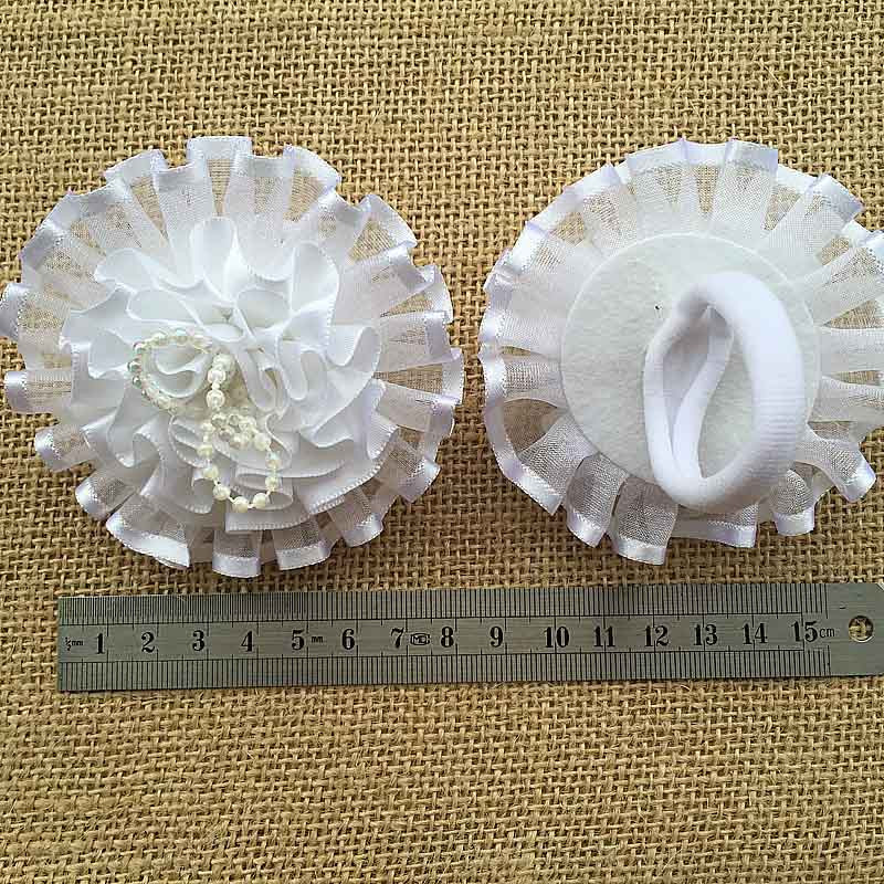 2gab 2016 Newly Arrival imitācija pērļu tills šifons mākslīgie ziedi Elegant Magic white flower Matu kraukšķīgi Aksesuāri