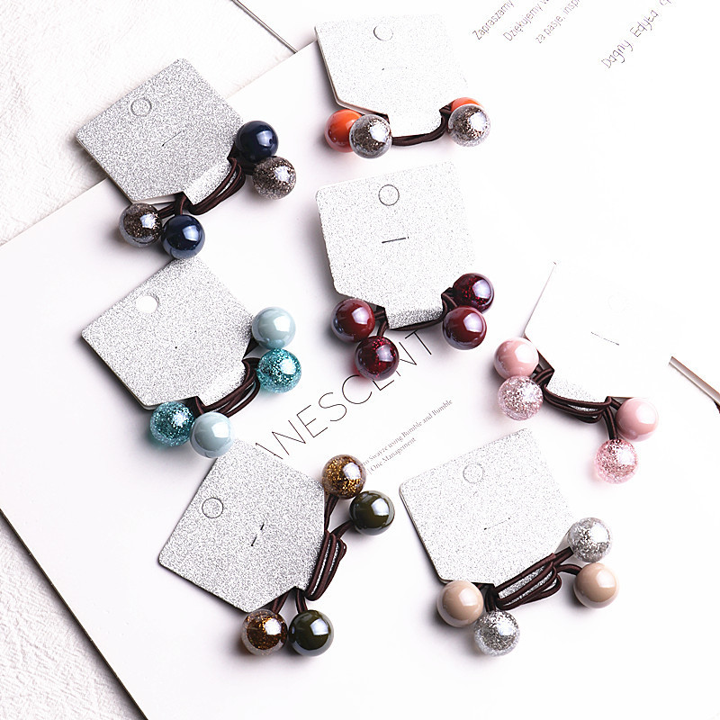 2db/tétel Új színes akril golyó formájú elasztikus hajpántok lányoknak lófarok tartó Aranyos gumiszalag gyerek haj kiegészítők