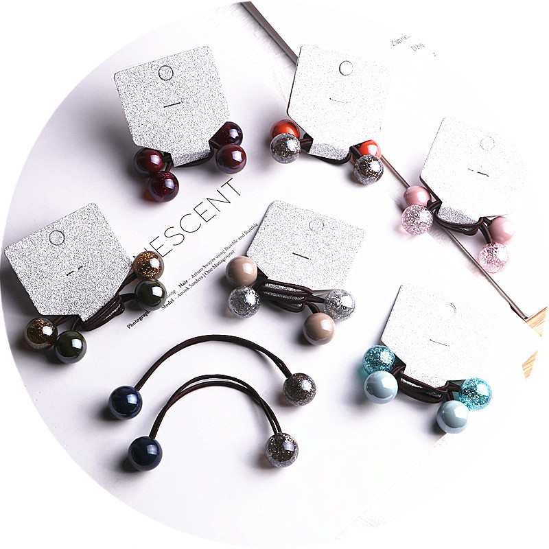 2db/tétel Új színes akril golyó formájú elasztikus hajpántok lányoknak lófarok tartó Aranyos gumiszalag gyerek haj kiegészítők