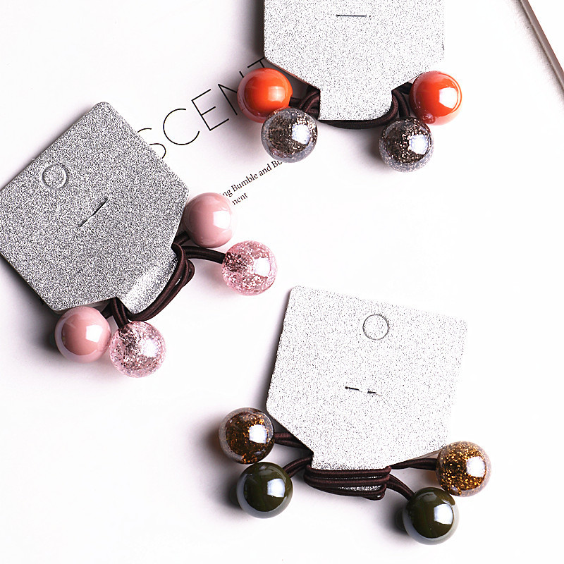 2db/tétel Új színes akril golyó formájú elasztikus hajpántok lányoknak lófarok tartó Aranyos gumiszalag gyerek haj kiegészítők