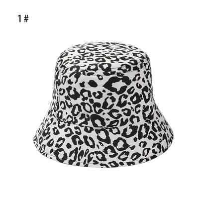 Outdoor Women napvédő UV védelem vödör kalap Fisherman Hat BeachCap Leopárdmintás