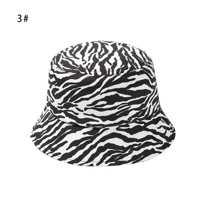 Outdoor Women napvédő UV védelem vödör kalap Fisherman Hat BeachCap Leopárdmintás
