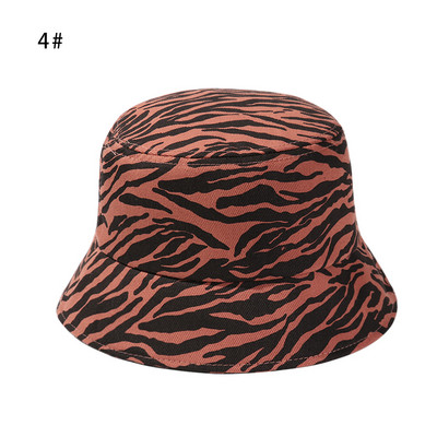 Outdoor Women napvédő UV védelem vödör kalap Fisherman Hat BeachCap Leopárdmintás