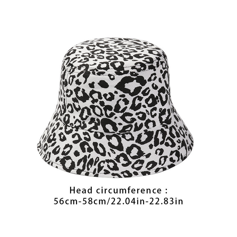 Outdoor Women napvédő UV védelem vödör kalap Fisherman Hat BeachCap Leopárdmintás