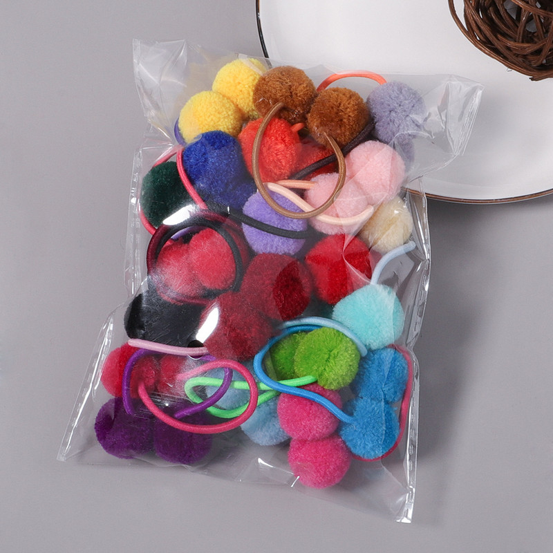 24 ks malé pevné krúžky do vlasov s dvoma kožušinovými guľôčkami, dievčenské roztomilé elastické gumičky do vlasov, vlasové doplnky, detské pokrývky hlavy, ozdoby, darček