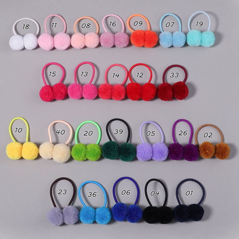 24 ks malé pevné krúžky do vlasov s dvoma kožušinovými guľôčkami, dievčenské roztomilé elastické gumičky do vlasov, vlasové doplnky, detské pokrývky hlavy, ozdoby, darček