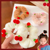 Új Gyerekek Aranyos puha plüss cseresznye Sárgarépa Scrunchis Gumiszalagok Lányok Kedves édes, rugalmas hajgumik Gyerek hajkiegészítők