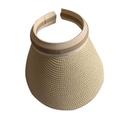 Dámsky klobúk s prázdnym vrchom, letný vonkajší slnečný clona, slnečník, opaľovací krém, slamený klobúk, jednofarebný, veľký, široký okraj, plážová čiapka