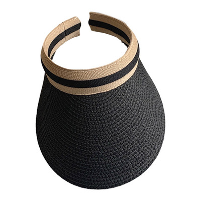 Dámsky klobúk s prázdnym vrchom, letný vonkajší slnečný clona, slnečník, opaľovací krém, slamený klobúk, jednofarebný, veľký, široký okraj, plážová čiapka