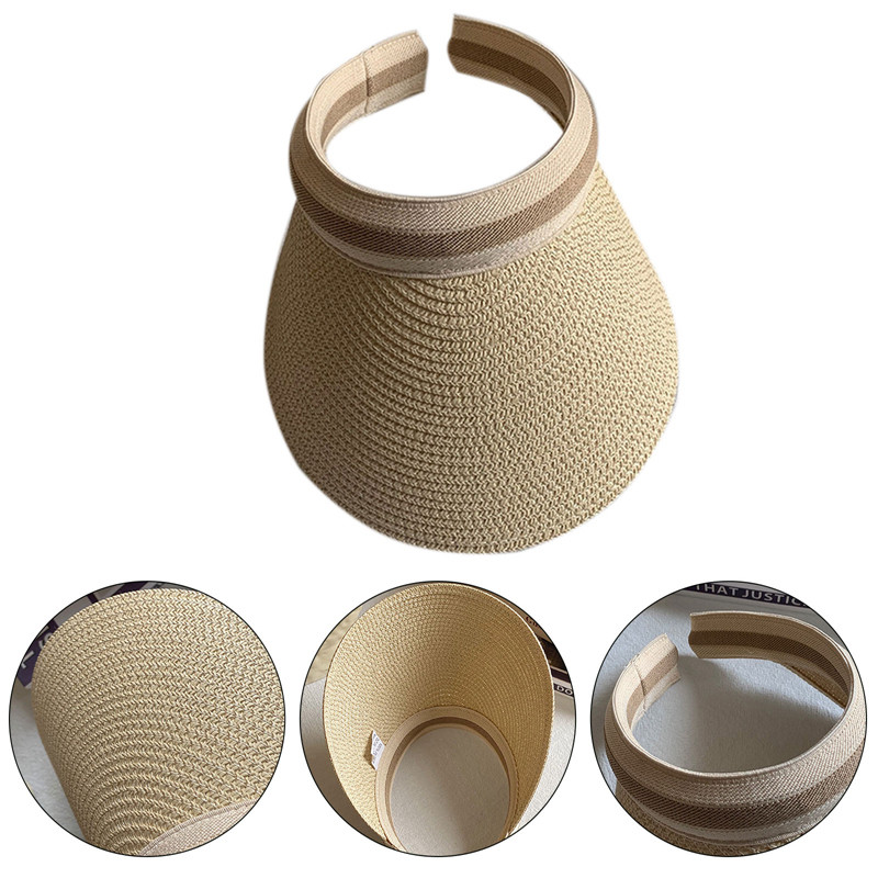 Dámsky klobúk s prázdnym vrchom, letný vonkajší slnečný clona, slnečník, opaľovací krém, slamený klobúk, jednofarebný, veľký, široký okraj, plážová čiapka