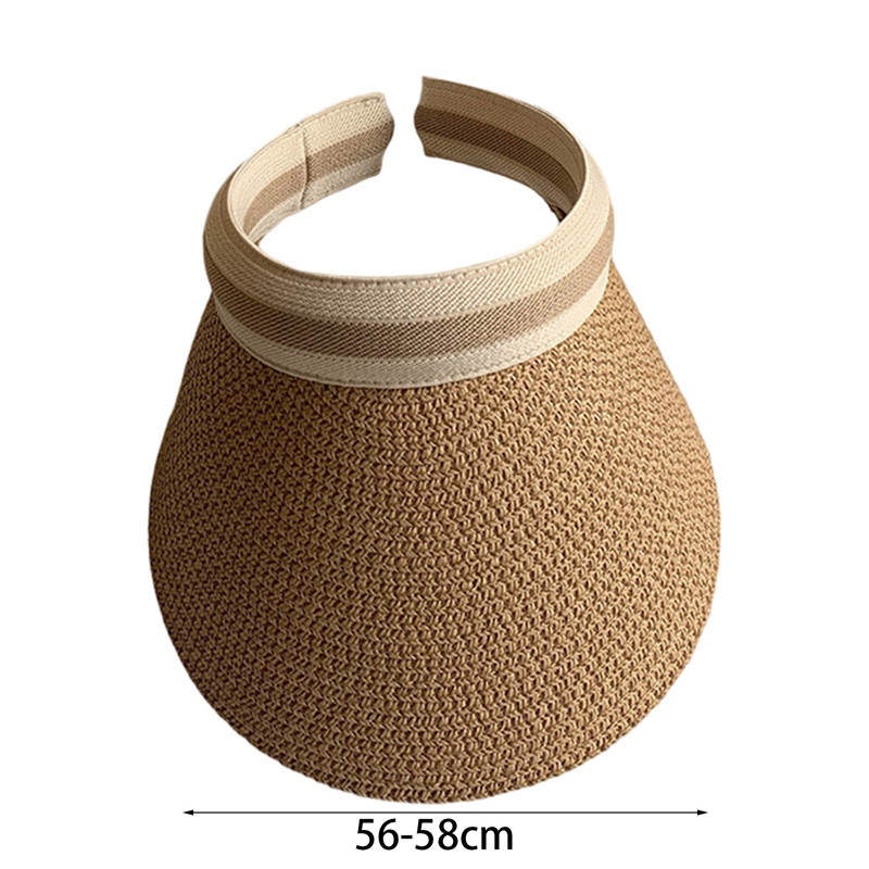 Dámsky klobúk s prázdnym vrchom, letný vonkajší slnečný clona, slnečník, opaľovací krém, slamený klobúk, jednofarebný, veľký, široký okraj, plážová čiapka