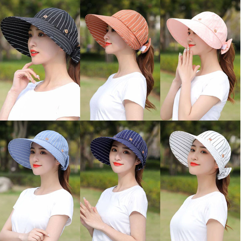 Ymsaid Ženski široki i veliki obodi Floppy Ljetni šešir za plažu Prazan cilindar Šešir od sunca Kapa s gumbima Ljetni šeširi za žene Anti-UV kapa sa šiltom Ženska