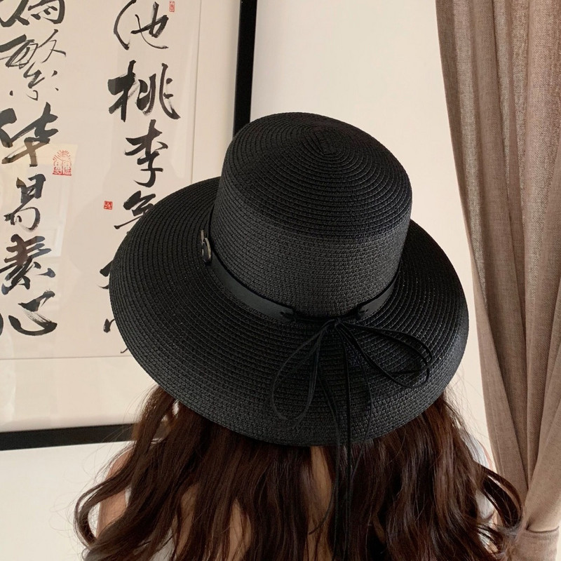 Ymsaid Ljetni slamnati šešir za žene Grace Fashion Elegantna mašna Lady Wide Brim Floppy Beach Ženski šešir od sunca