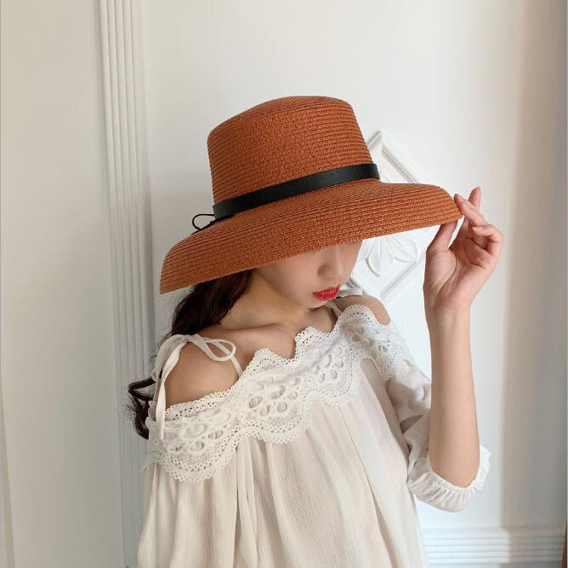 Ymsaid Ljetni slamnati šešir za žene Grace Fashion Elegantna mašna Lady Wide Brim Floppy Beach Ženski šešir od sunca