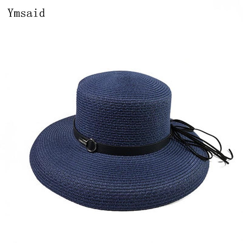Ymsaid Ljetni slamnati šešir za žene Grace Fashion Elegantna mašna Lady Wide Brim Floppy Beach Ženski šešir od sunca