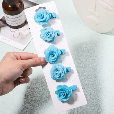 5Pcs/Set Veleprodajne slatke ruže Male kopče za kosu za djecu Djevojčice Čvrste ukosnice Ukosnice Pokrivala za glavu Modni dodaci za kosu