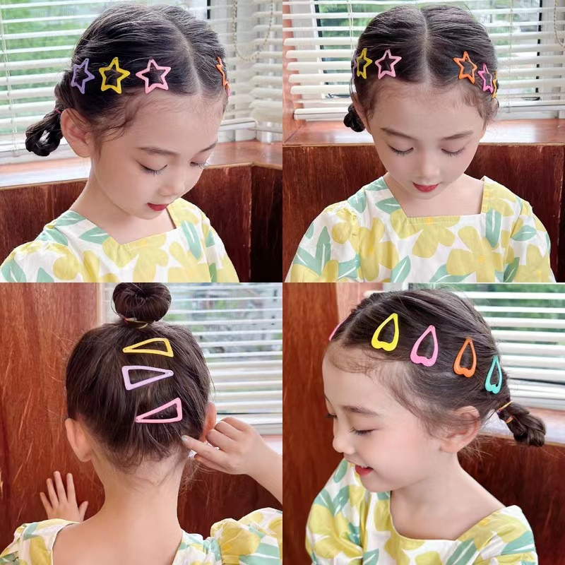 8/10db/készlet Aranyos színes csillag vízcsepp alakú hajcsat lányoknak gyerekeknek szép hajdísz hajtűk gyerekeknek hajkiegészítők