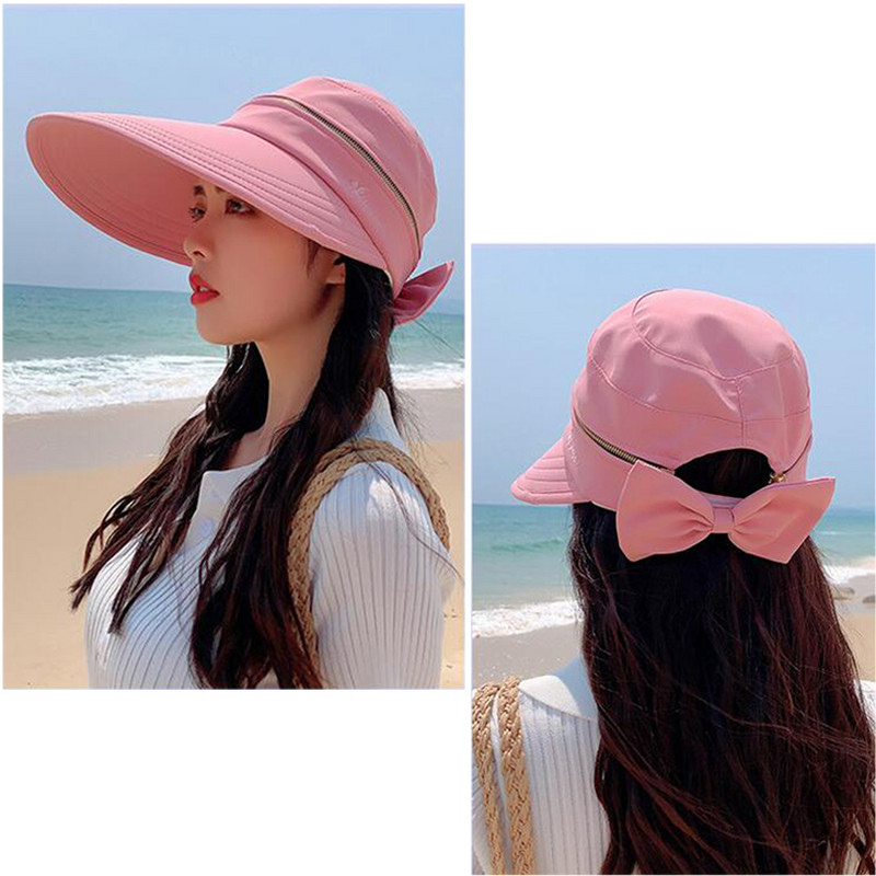 Șapcă detașabilă la modă pentru femei. Cape de sus goale pentru femei. Pălărie de soare cu fermoar.