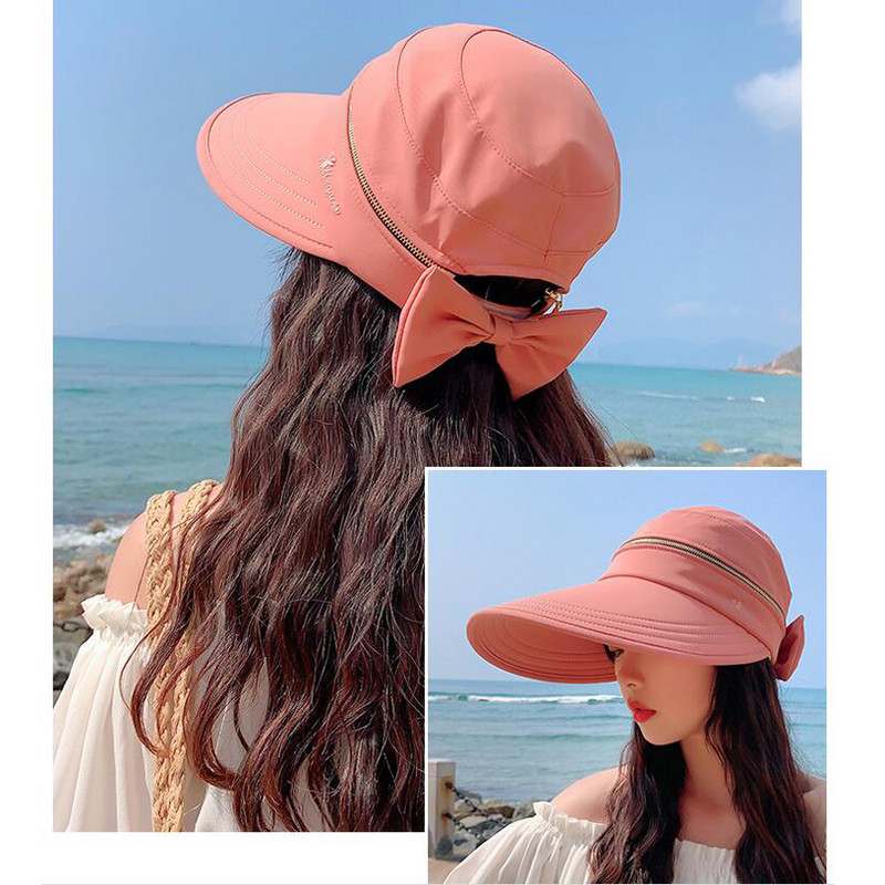 Șapcă detașabilă la modă pentru femei. Cape de sus goale pentru femei. Pălărie de soare cu fermoar.