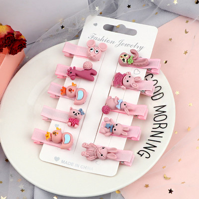 10 buc/set Seturi de accesorii pentru agrafe de păr, ursuleț iepure, animale din desene animate, breton, ac de păr lateral, barete, accesorii pentru cap, cadou pentru fete și copii