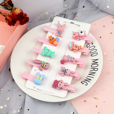 10 buc/set Seturi de accesorii pentru agrafe de păr, ursuleț iepure, animale din desene animate, breton, ac de păr lateral, barete, accesorii pentru cap, cadou pentru fete și copii